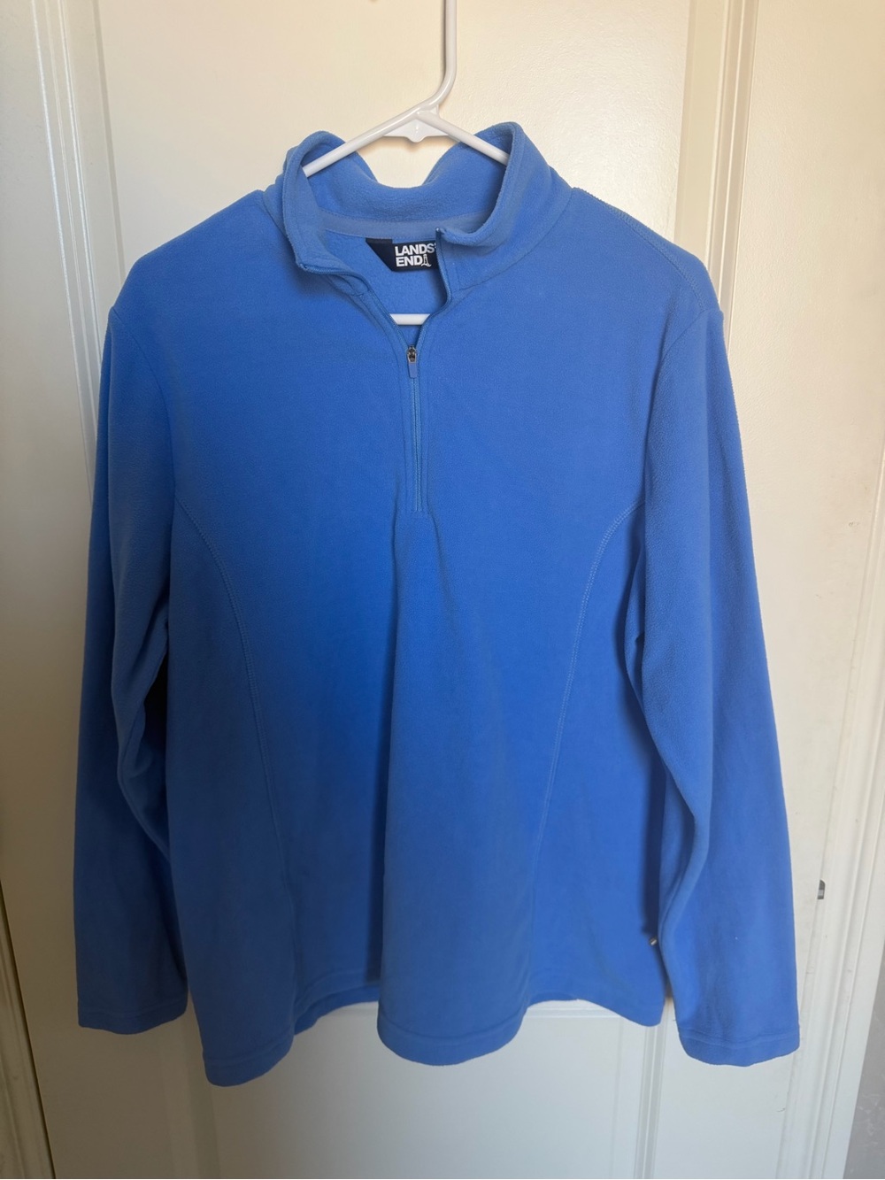 Lands' End Blue Quarter-Zip Fleece Pullover